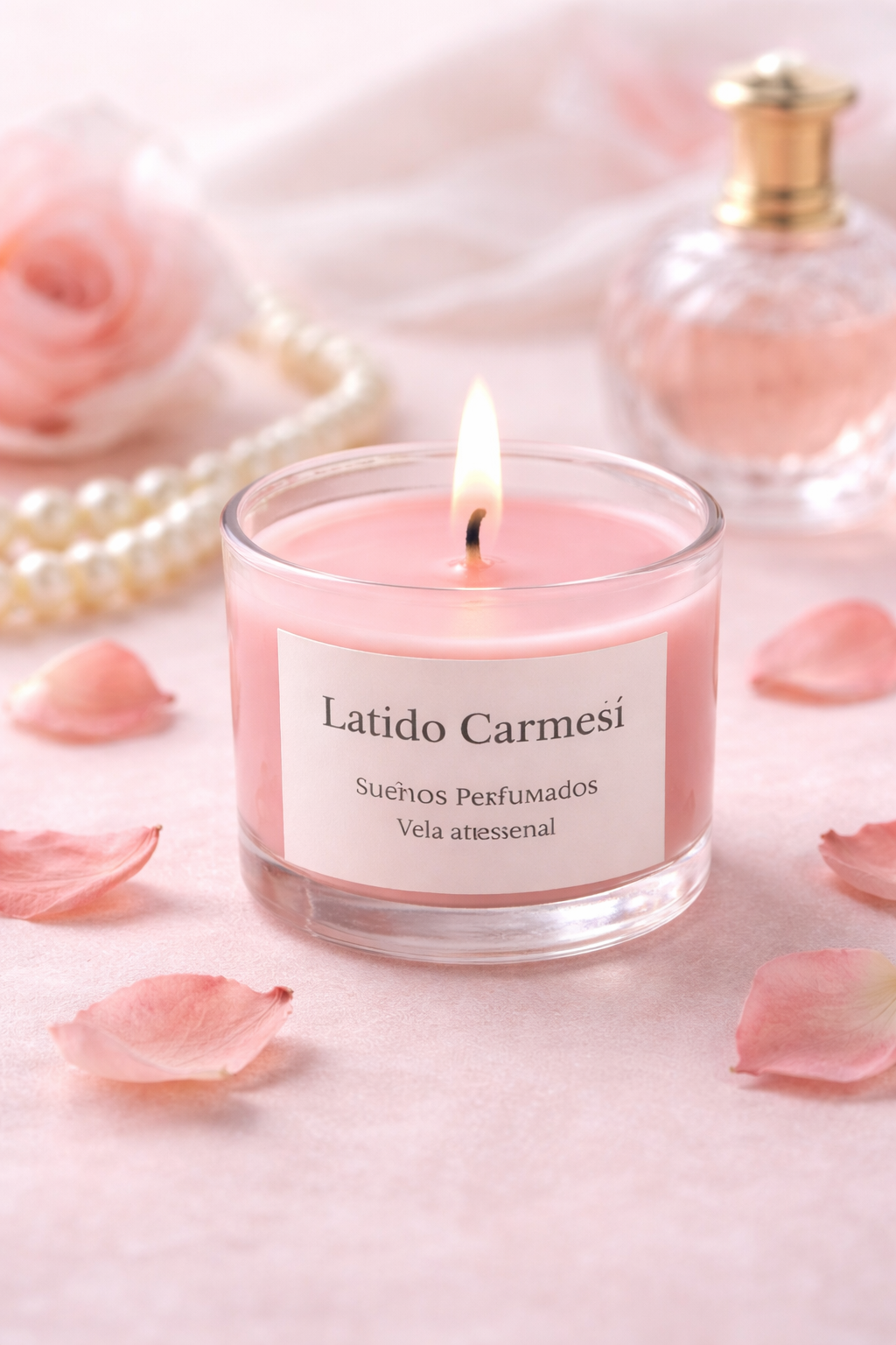 Mini vela Latido Carmesí artesanal en vaso de cristal – Sueños Perfumados Zaragoza