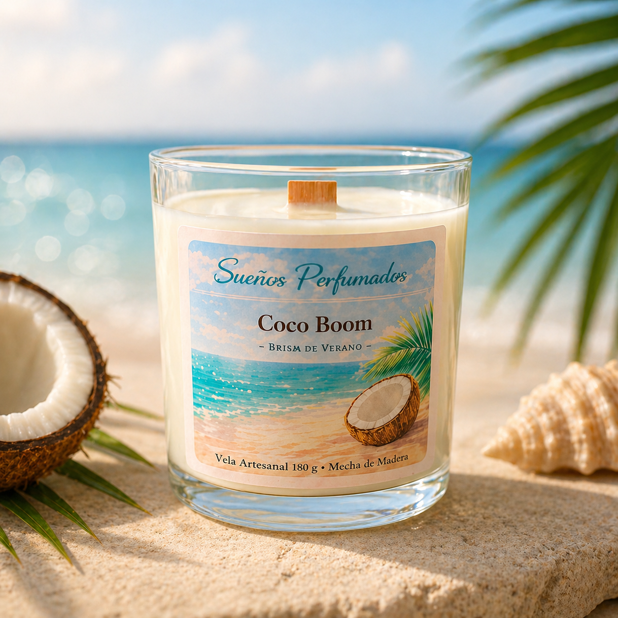 Coco Boom Scented Candle – 150 g | Wooden Wick