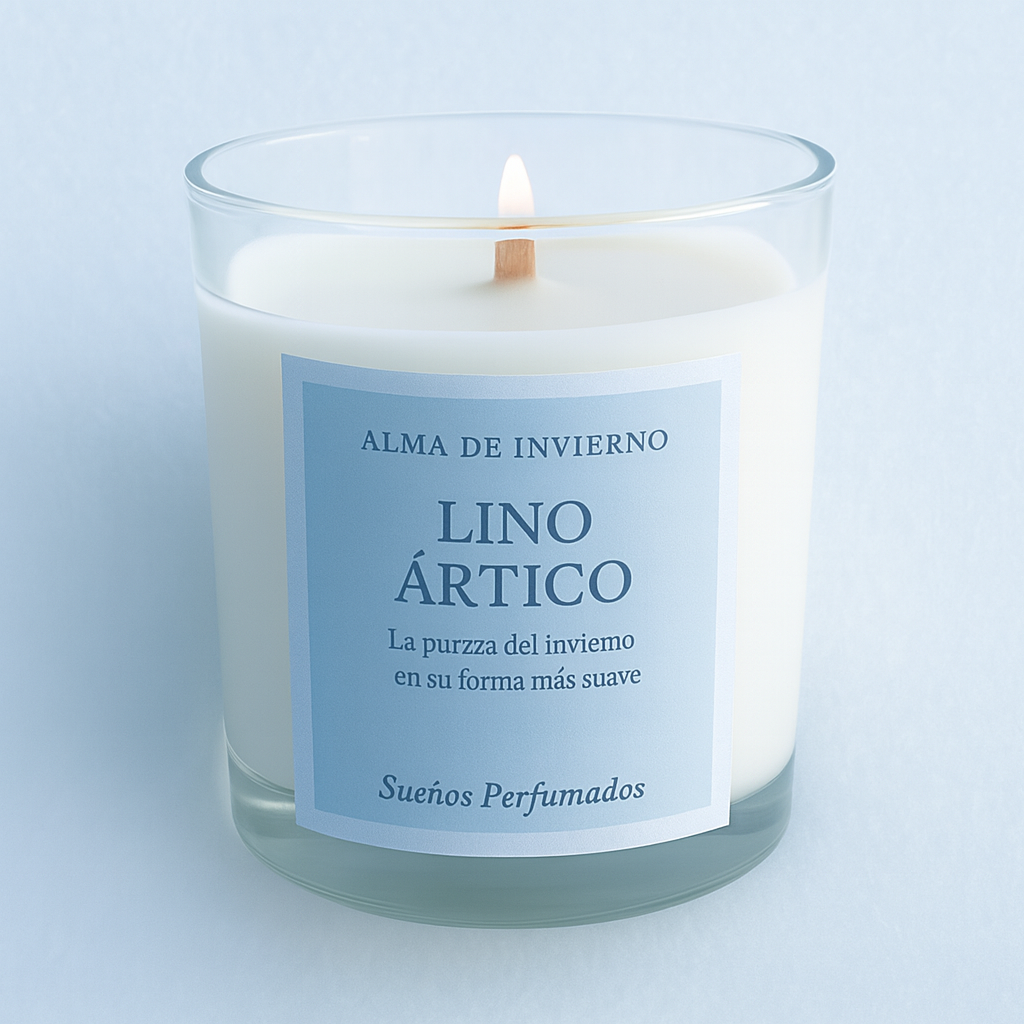 Lino Ártico · Vela artesanal empolvada y fresca